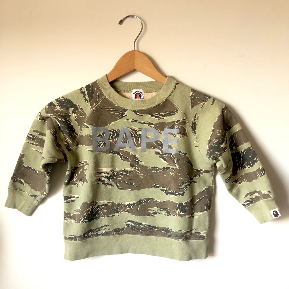 BAPE A BATHING APE KIDS CAMO 3M CREWNECK 5T 110